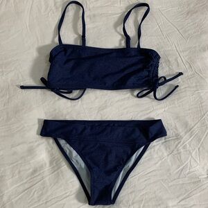 Cupshe Navy Blue Denim‎ Jean Print Bikini Set S/M